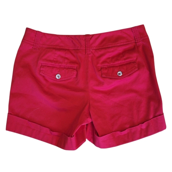 WHBM Red Cotton Cuffed Shorts Size 4 - Picture 2 of 3